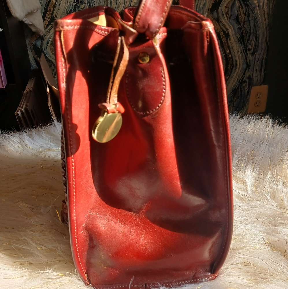 Brahmin Woven Leather Bucket Bag in Burgundy - Picture 5 of 14
